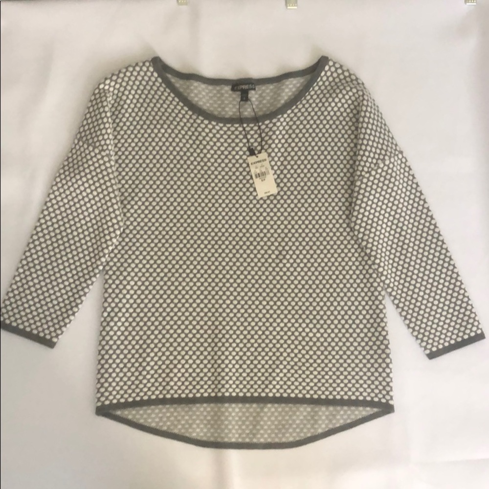Express Petite Small Gray & White Sweater